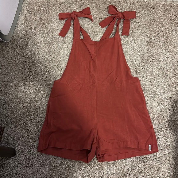 Rhythm. Pants - Rhythm Linen Overalls - Dark Pink, Women’s Size L